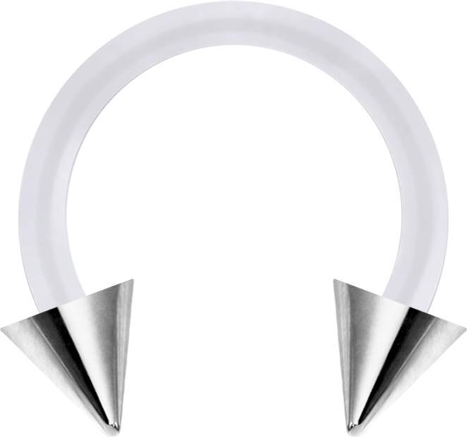 Star Piercing Micro Circular Barbell transparent mit zwei Cones silber (Chirurgenstahl 316L, Bioflex, ohne Messing)
