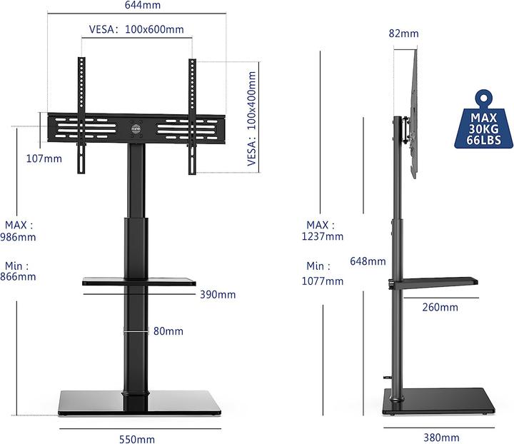 Actual product image Fitueyes TV floor stand (Universal, 60", 30 kg)