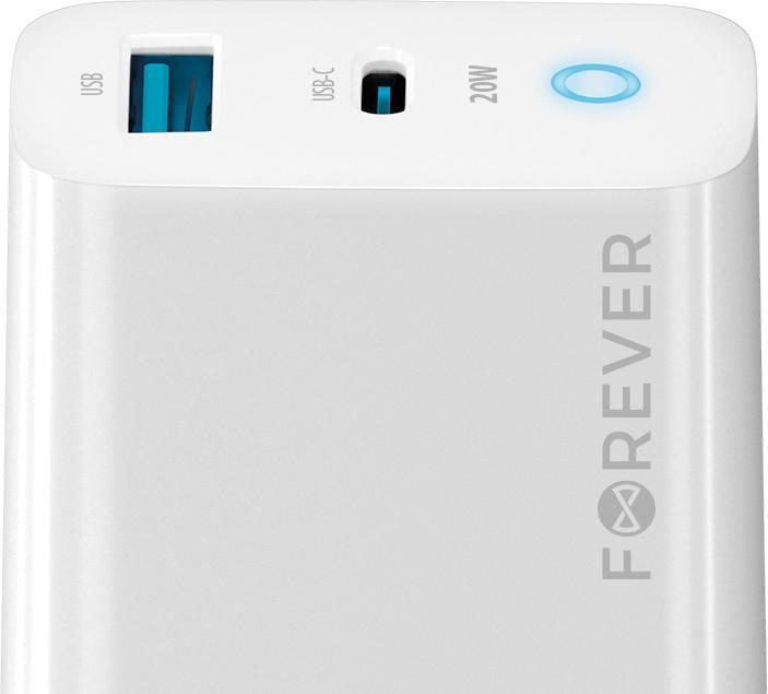 Image du produit Forever TC-06-20AC PD QC charger 1x USB-C 1x USB 20W blanc (20 W)