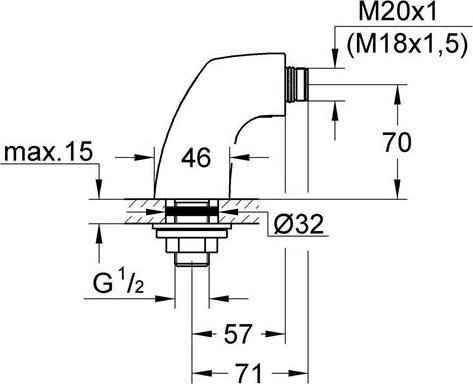 Produktbild Grohe Standanschluss DN 15, Steckschloss chrom
