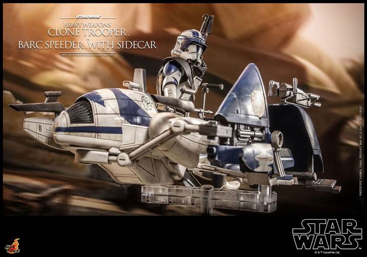 Actual product image Hot Toys Star Wars The Clone Wars figurine 1/6 Heavy Weapons Clone Trooper & BARC Speeder with Sidecar 30 cm