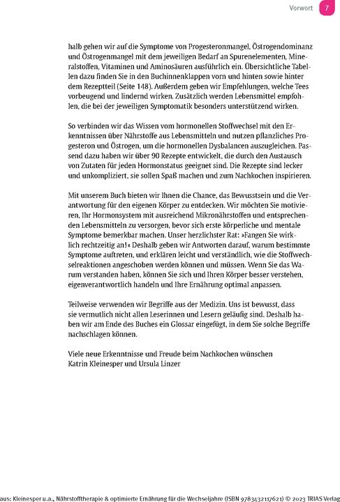 Produktbild Nährstofftherapie & optimierte Ernährung für die Wechseljahre (Deutsch, Katrin Kleinesper, Ursula Linzer, 2023)