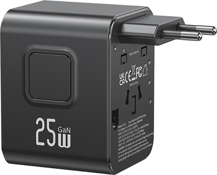 Produktbild Usams Travel Charger Adapter CC309 2xUSB-C 25W 4in1 US/AU/EU/UK black (25 W)