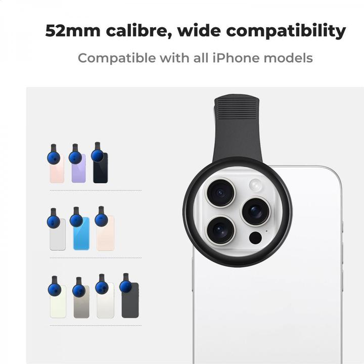 Produktbild K&F Concept 52mm Universal Type Phone clip, with ND2-400 Filter, Multi-coated, Cleaning cloth