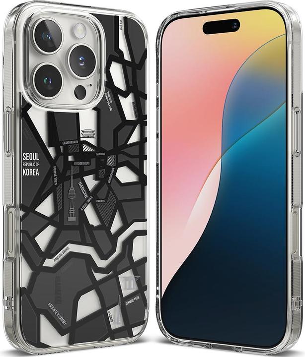 Immagine prodotto Ringke - Fusion Design - iPhone 16 Pro - Seoul Map Black (Apple iPhone 16 Pro)