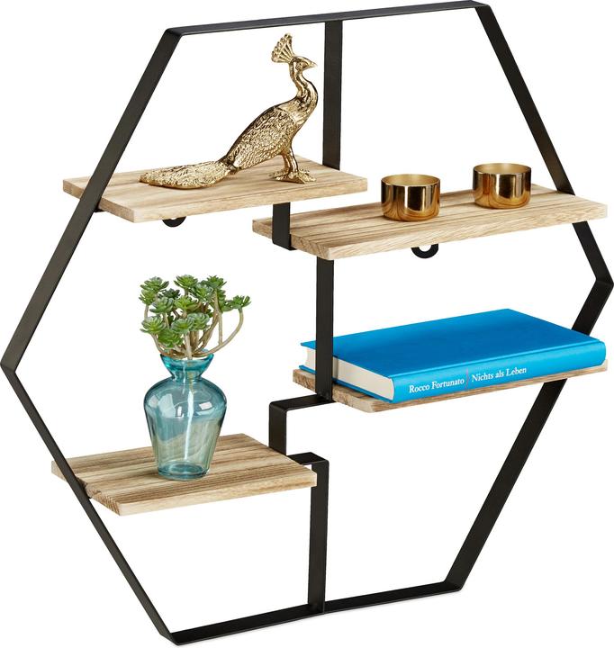 Image du produit Relaxdays Tablette murale, hexagonale (60 x 12 x 52 cm)