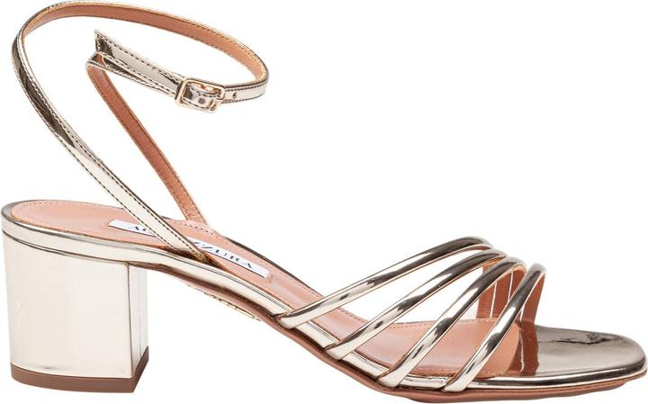 Aquazzura latour sandal 50 in laminated leather color light gold