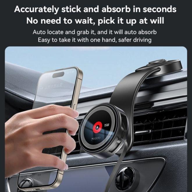 Actual product image Yesido C314 Car mount with wireless charging
