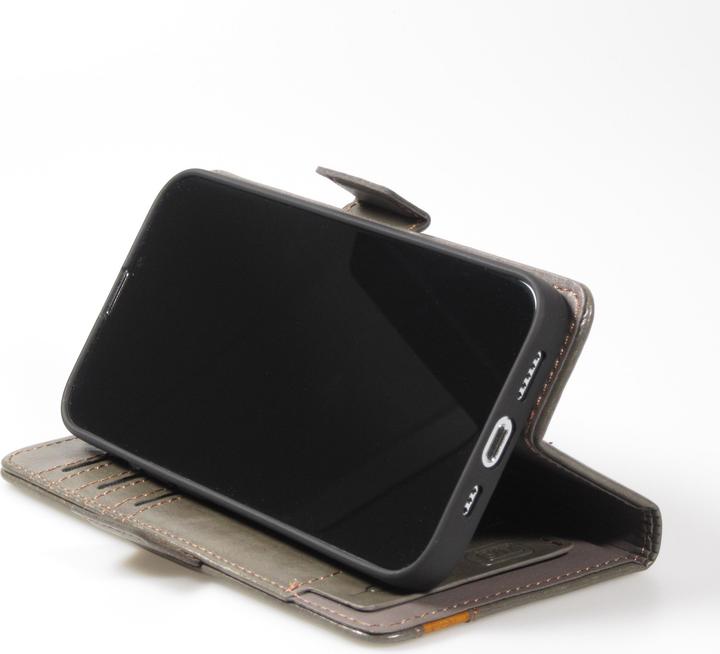 Produktbild PhoneLook Leder Tasche Flip Wallet mit Akzentstreifen & Kartenhalter (Apple iPhone 13 Pro Max)