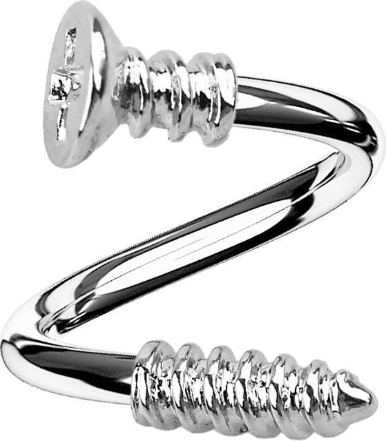 Actual product image Star Piercing Micro spiral silver with Phillips screw (without brass, Surgical steel 316L)