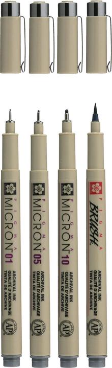 Actual product image Sakura Pigma Micron Fineliners + Brushpen Cold Gray (Grey, 4 x)