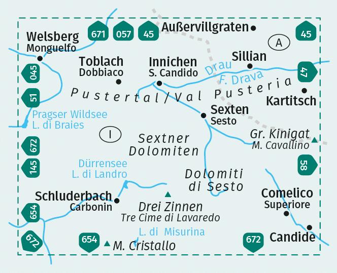 Produktbild Wanderkarte 657 Sextner Dolomiten, Hochpustertal / Dolomiti di Sesto, Alta Pusteria