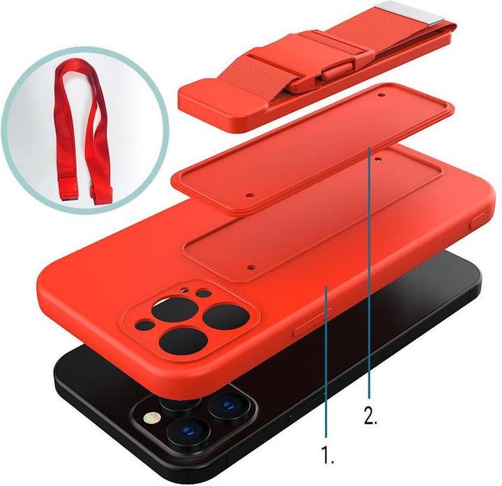 Image du produit Hurtel Rope case gel case avec une chaîne lanyard sac lanyard iPhone 13 mini noir (Apple iPhone 13 mini)
