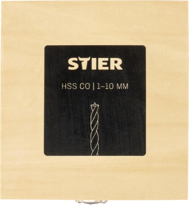 Actual product image Stier Wood drill bit set HSS Co 10 pcs. 1-10 mm (5 mm, 6 mm, 7 mm, 8 mm, 9 mm, 10 mm, 1 mm, 2 mm, 3 mm, 4 mm)