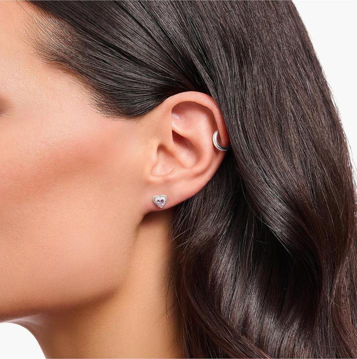 Produktbild Thomas Sabo Ohrstecker Herz mit pinkfarbenem Zirkonia Silber geschwärzt (925er Silber)