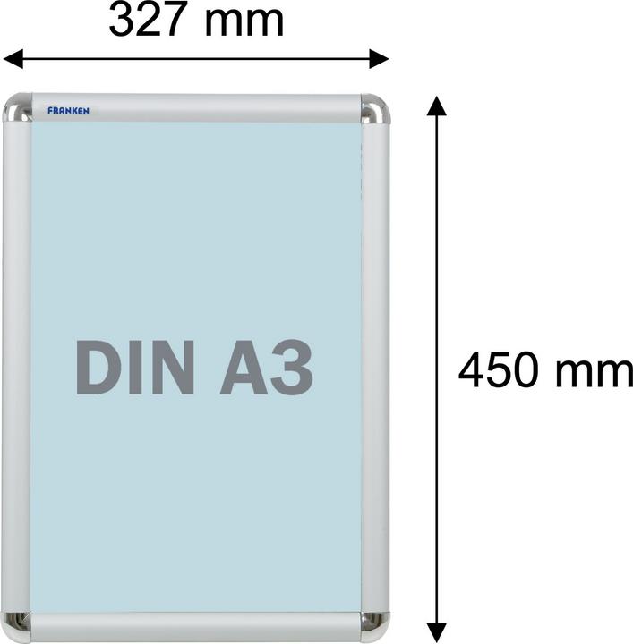 Image du produit Franken Cadre pour poster DIN A3, profilé de cadre 25 mm en aluminium anodisé argenté cadre à clipser (A3)