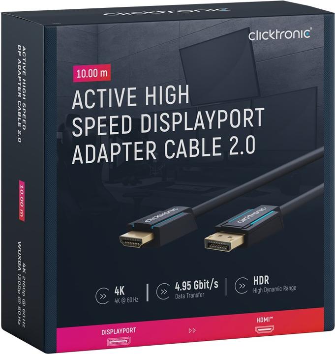 Actual product image clicktronic Casual DisplayPort/HDMI™ adapter cable, 10 m (10 m, DisplayPort, HDMI)