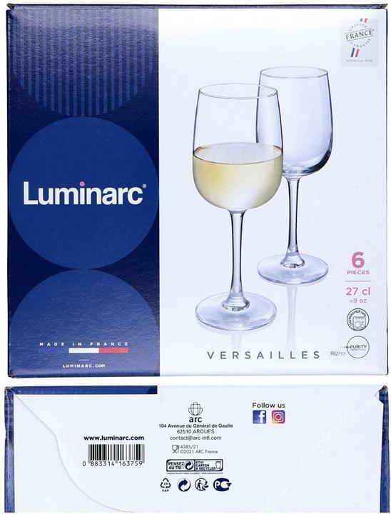 Produktbild Luminarc Versailles (27.50 cl, 6 Gläser, Rotweingläser, Weissweingläser)