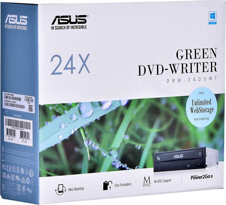 Immagine prodotto ASUS Drw-24d5mt (Unità DVD, Unità CD, Masterizzatore DVD, Masterizzatore CD)