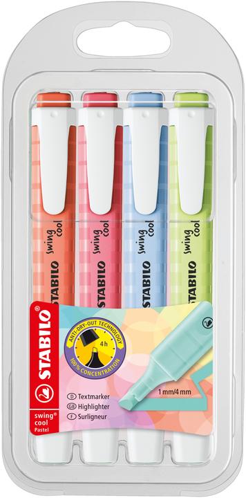 STABILO Highlighter Swing Cool (Pastel shades, 4 mm, 4 x)