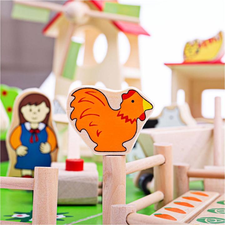 Produktbild Bigjigs Spielbauernhof aus Holz mit Zubehör, 48dlg.