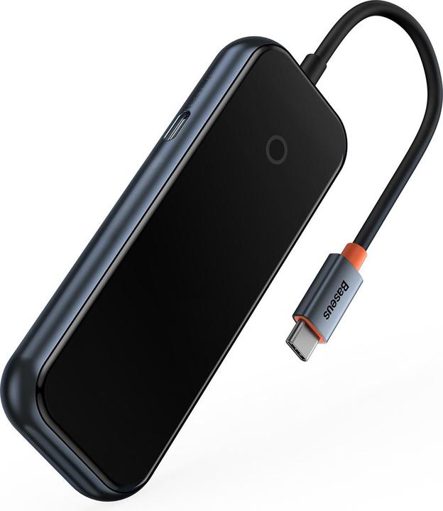 Actual product image Baseus AcmeJoy 4-Port Type-C HUB AdapterType-C to USB3.0*3+Type-C PD&Data *1Dark Gray (USB-C, 4 Ports)