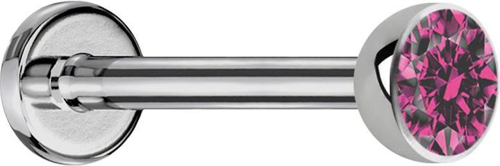 Actual product image Star Piercing Micro labret silver with hemisphere crystal pink (Titanium G23, without brass)