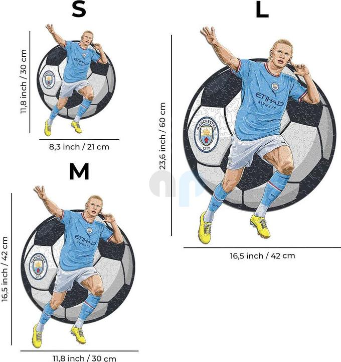 Actual product image Iconic Man City FC - Erling Haaland - Wooden Puzzle Size S (150 pieces) (150 pieces)