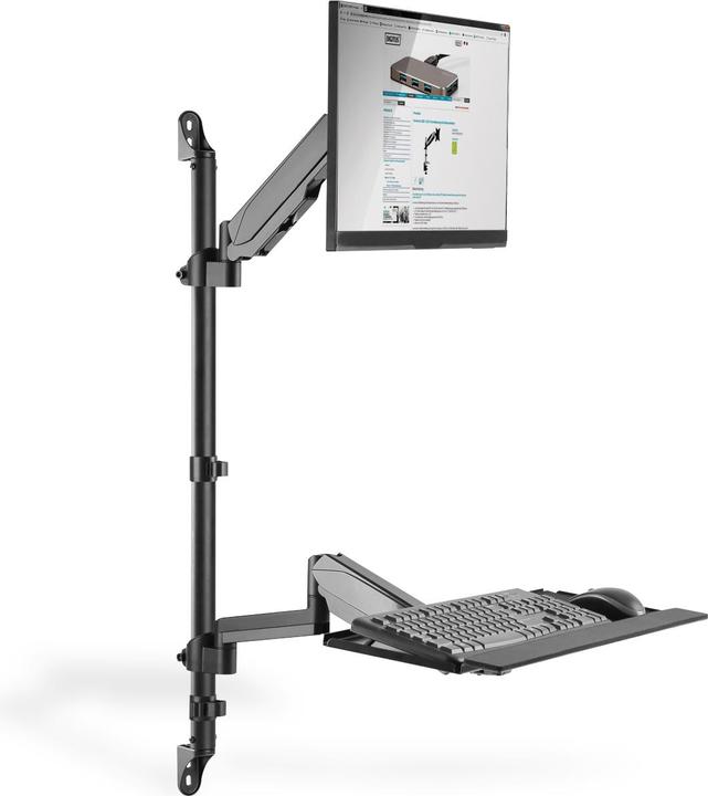 Image du produit Digitus Poste de travail mural flexible sur pied/assis, moniteur unique (Mur, 32")
