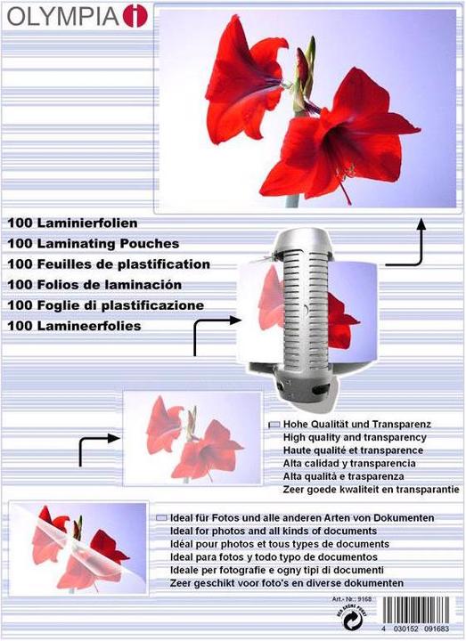 Actual product image Olympia Laminating foils (A6, 100 Piece, 80 µm)