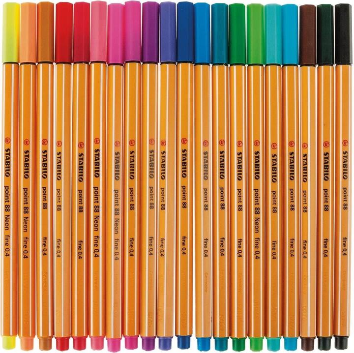Actual product image STABILO Fineliner point 88, 20 Zebrui Neon (Multicoloured, 20 x)