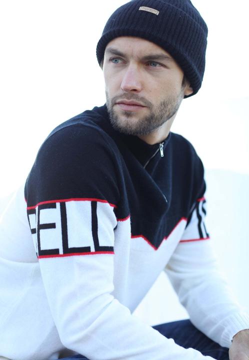 Actual product image Bellemere Pullover Half-Zipped Cashmere Blend Sweater (L)