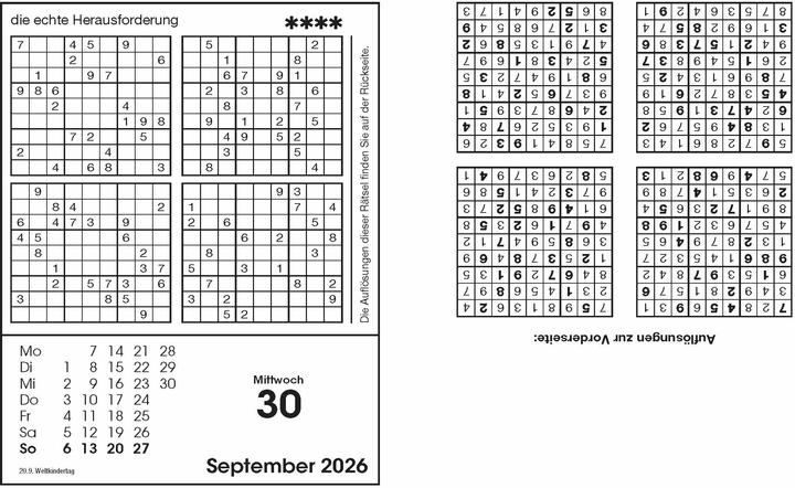 Image du produit Calendrier Sudoku 2026 : le calendrier à déchirer populaire avec 800 grilles de chiffres (Couverture rigide, Allemand)