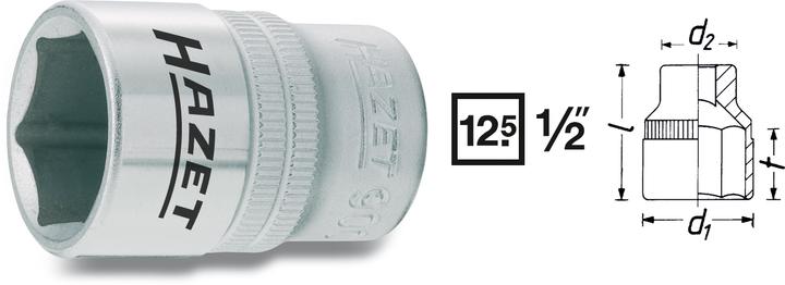 Produktbild HAZET Steckschlüsseleinsatz ∙ Sechskant 900-17 ∙ Vierkant12,5 mm (1/2 Zoll) ∙ Aussen Sechskant-Tract… (17 mm)