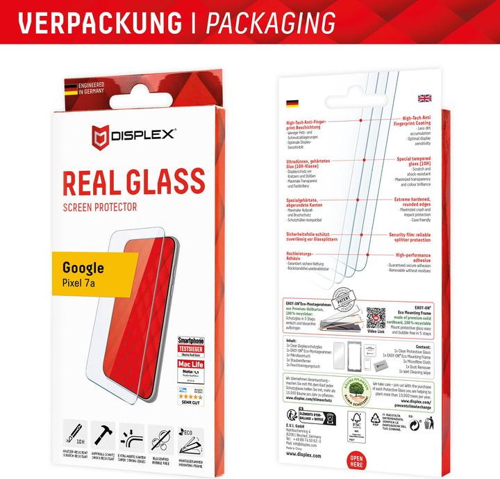 Immagine prodotto Displex Real Glass, 2D Panzerglas (1 Pezzo/i, Google Pixel 7a)