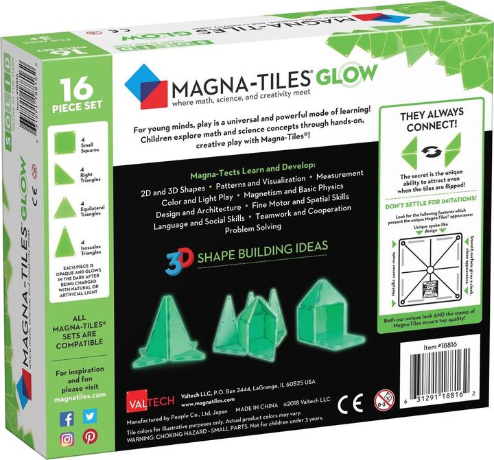 Image du produit Magna-Tiles Set Glow in the Dark (16 pièces)