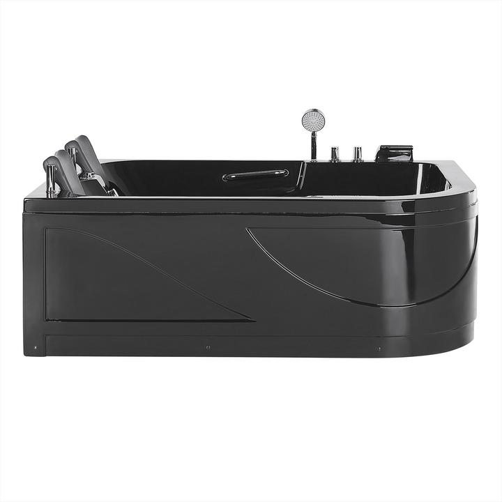 Image du produit Beliani Baignoire à hydromassage noire modèle d'angle avec LED 170 x 119 cm droite BAYAMO (318 l, 112 cm, 81 cm)