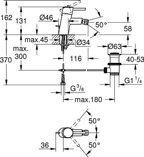 Actual product image Grohe Concetto bidet mixer 32208001 chrome