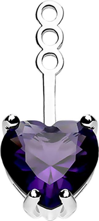 Produktbild Star Piercing Ohrring Ear Jacket silber mit Kristallherz tanzanite
