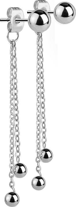 Produktbild Star Piercing Ohrstecker mit Kugel und Anhänger silber (ohne Messing, Chirurgenstahl 316L)