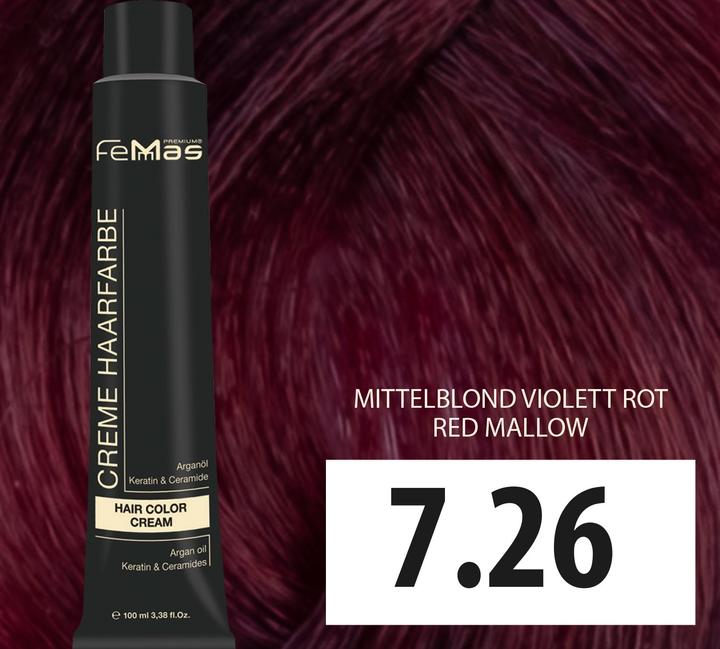 Actual product image FemMas 7.26) Hair Color Medium Blonde Purple Red 100ml (Mıttelblond Vıolett Red 100ml)