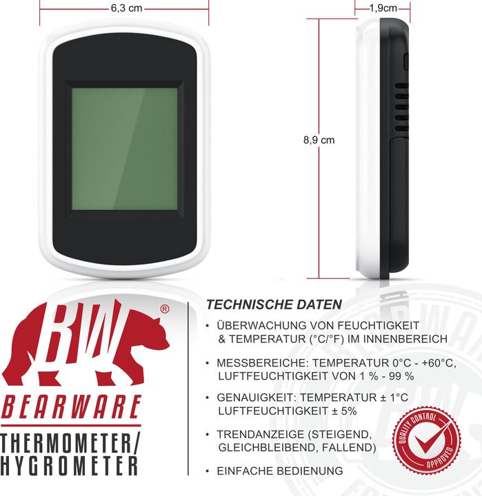 Actual product image Bearware Weather station, indoor weather station, thermometer hygrometer, temperature and humidity measuring