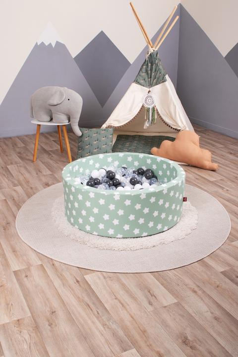 Produktbild Knorrtoys Bällebad soft - "Green white stars" 300 balls grey/white/transparent (ca. 6cm Durchmesser)