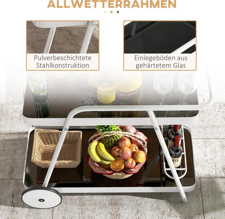 Image du produit Outsunny Chariot de jardin avec 2 niveaux, poignée et roulettes