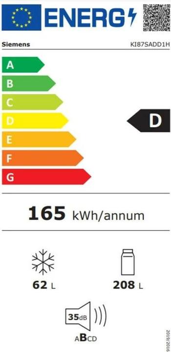 Energie-Label Siemens Kühl- / Gefrierkombination KI87SADD1Y (270 l)