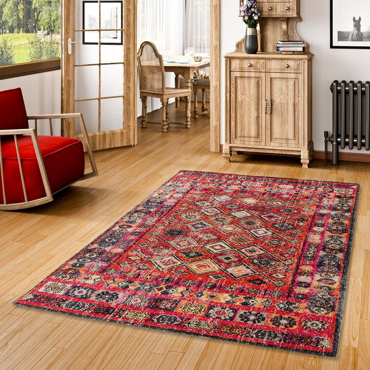 Actual product image Pergamon Kurzflor Designer Teppich Modern Vintage Orient Muster (120 x 170 cm)