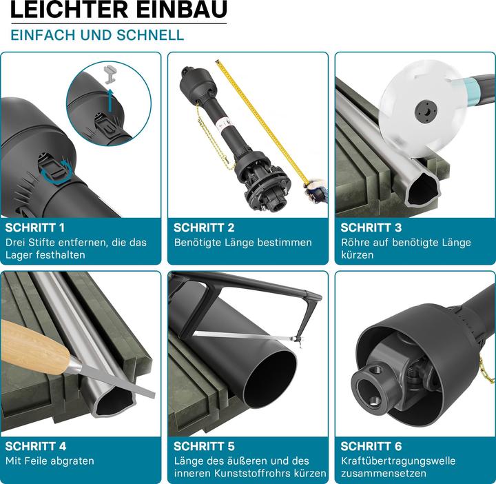 Produktbild Wiltec Zapfwelle T4 Gelenkwelle 1300-1690mm 460Nm 540U/min PTO-Shaft 40kW 1 3/8" 35mm
