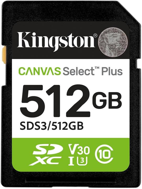 Produktbild Kingston Canvas Select Plus SDXC 512GB Gen3 (512 GB, SDXC, U3, UHS-I)