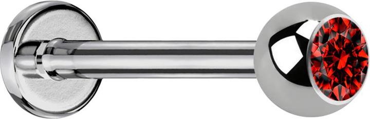 Produktbild Star Piercing Micro Labret silber mit Kugel und Kristall rot (ohne Messing, Titan G23)
