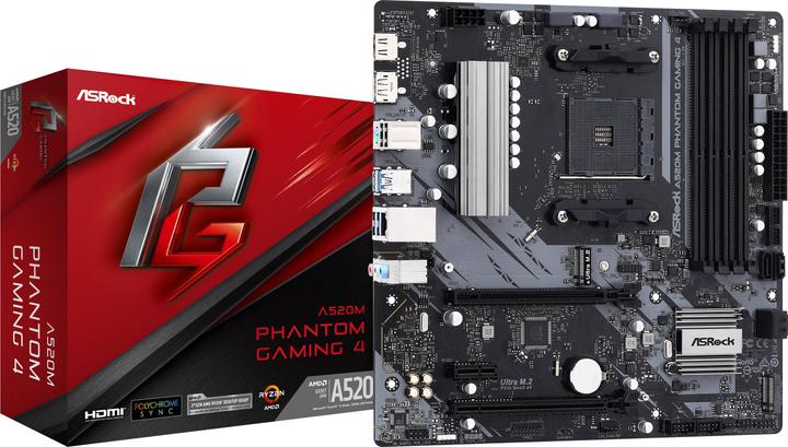 Actual product image AsRock A520M Phantom Gaming 4 (AM4, AMD A520, mATX)